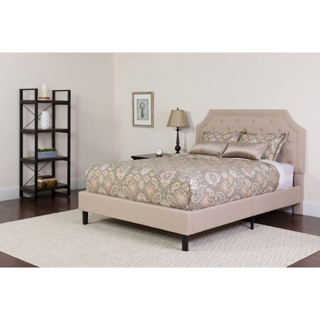 Flash Furniture Brighton Queen Platform Bed Set, Beige SL-BM-3-GG